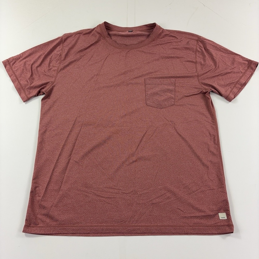 Vuori Tradewind Performance Tee Mens 2XL Red Gym Athletic Pocket Shirt V109